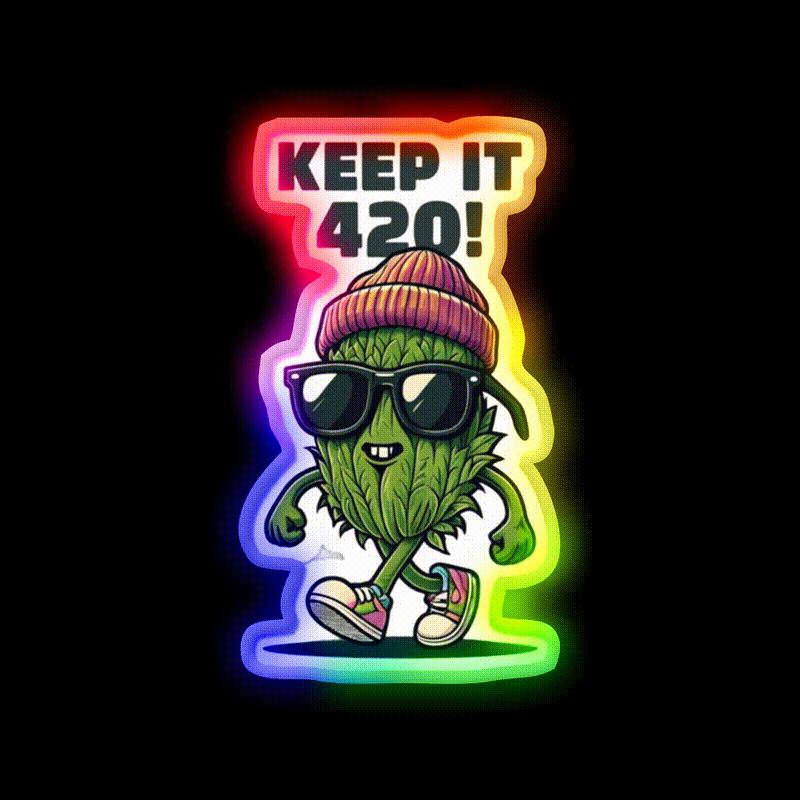 Keep It 420 Cool Walking Nug Hemp Inspired Green Leaf Led Neon Sign Rgb Color - LED neon sign close-up detail