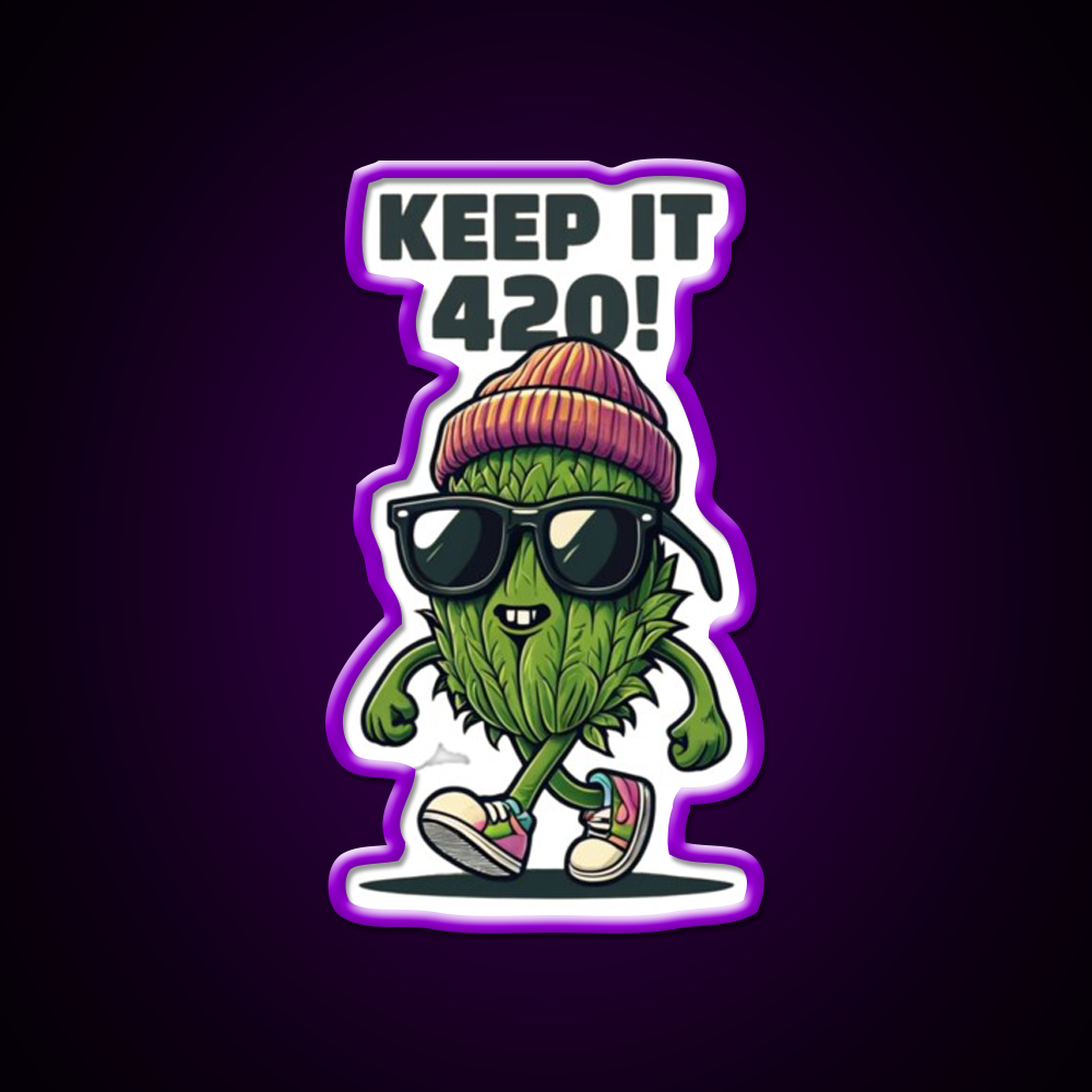 Keep It 420 Cool Walking Nug Hemp Inspired Green Leaf Led Neon Sign Rgb Color - LED neon sign view 9