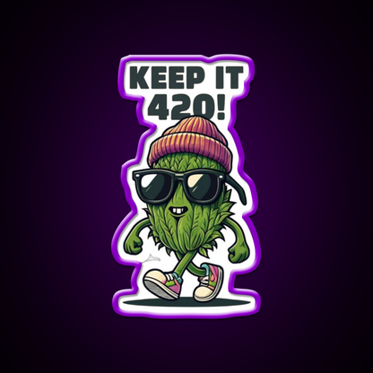 Keep It 420 Cool Walking Nug Hemp Inspired Green Leaf Led Neon Sign Rgb Color - LED neon sign view 9