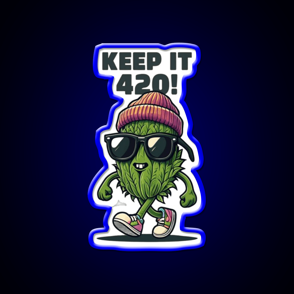 Keep It 420 Cool Walking Nug Hemp Inspired Green Leaf Led Neon Sign Rgb Color - Shineneon