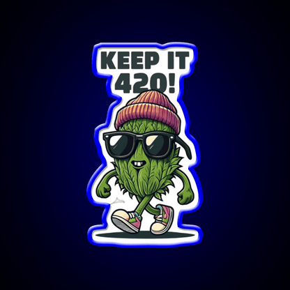 Keep It 420 Cool Walking Nug Hemp Inspired Green Leaf Led Neon Sign Rgb Color - Shineneon