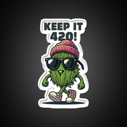 Keep It 420 Cool Walking Nug Hemp Inspired Green Leaf Led Neon Sign Rgb Color - Shineneon