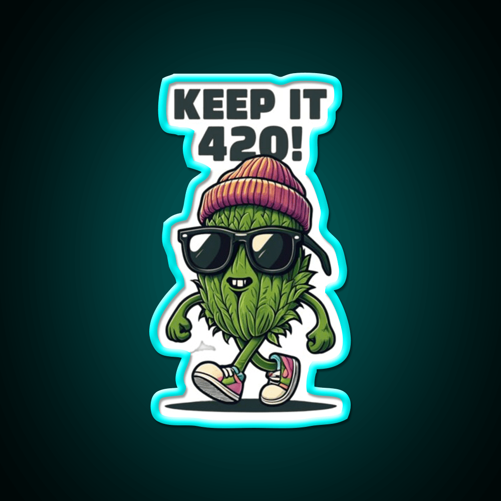 Keep It 420 Cool Walking Nug Hemp Inspired Green Leaf Led Neon Sign Rgb Color - Shineneon
