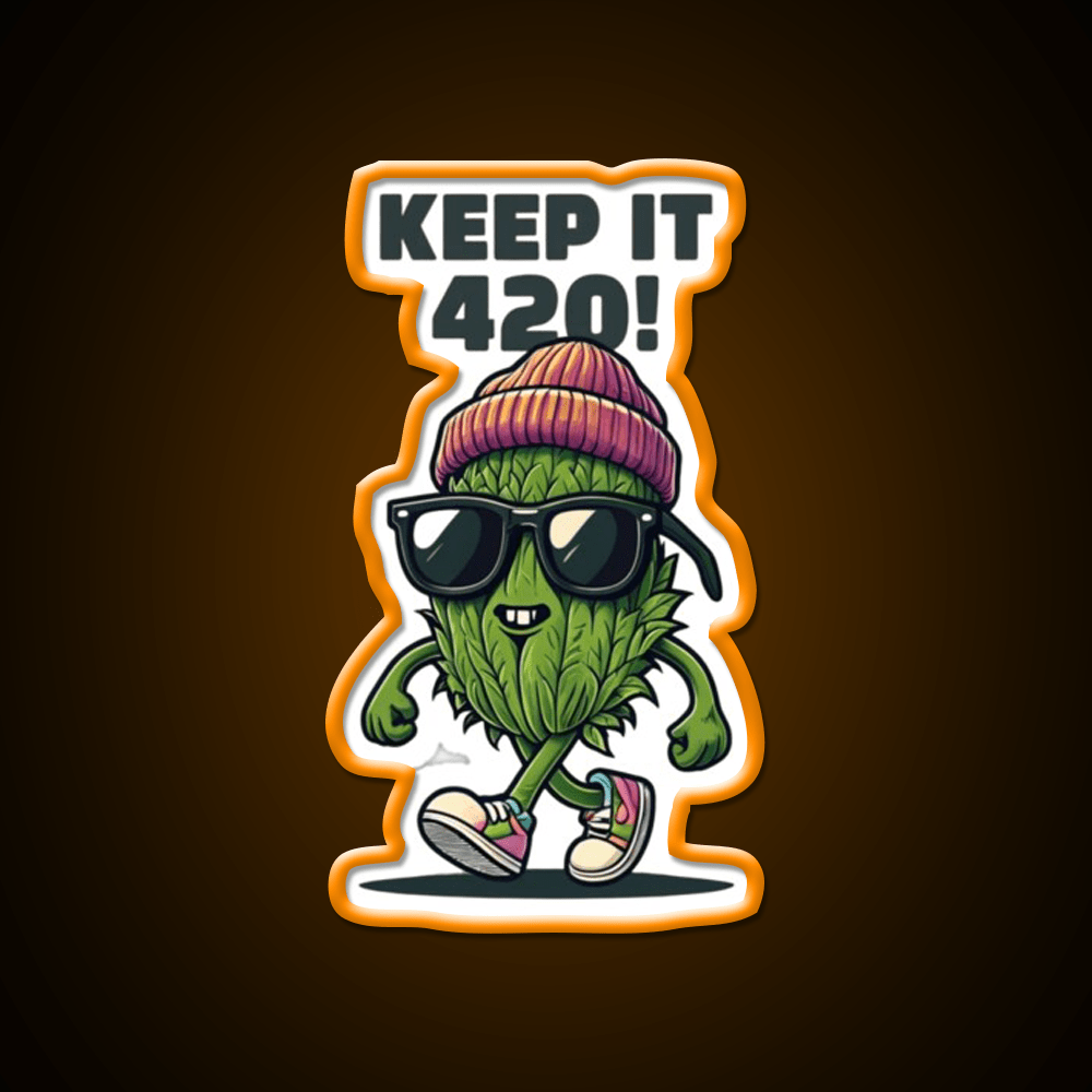 Keep It 420 Cool Walking Nug Hemp Inspired Green Leaf Led Neon Sign Rgb Color - Shineneon