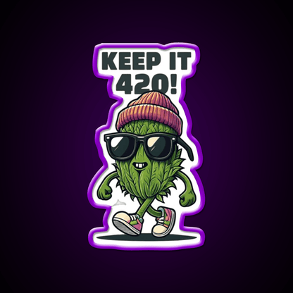 Keep It 420 Cool Walking Nug Hemp Inspired Green Leaf Led Neon Sign Rgb Color - Shineneon