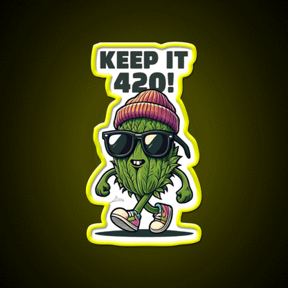 Keep It 420 Cool Walking Nug Hemp Inspired Green Leaf Led Neon Sign Rgb Color - Custom LED neon sign front view