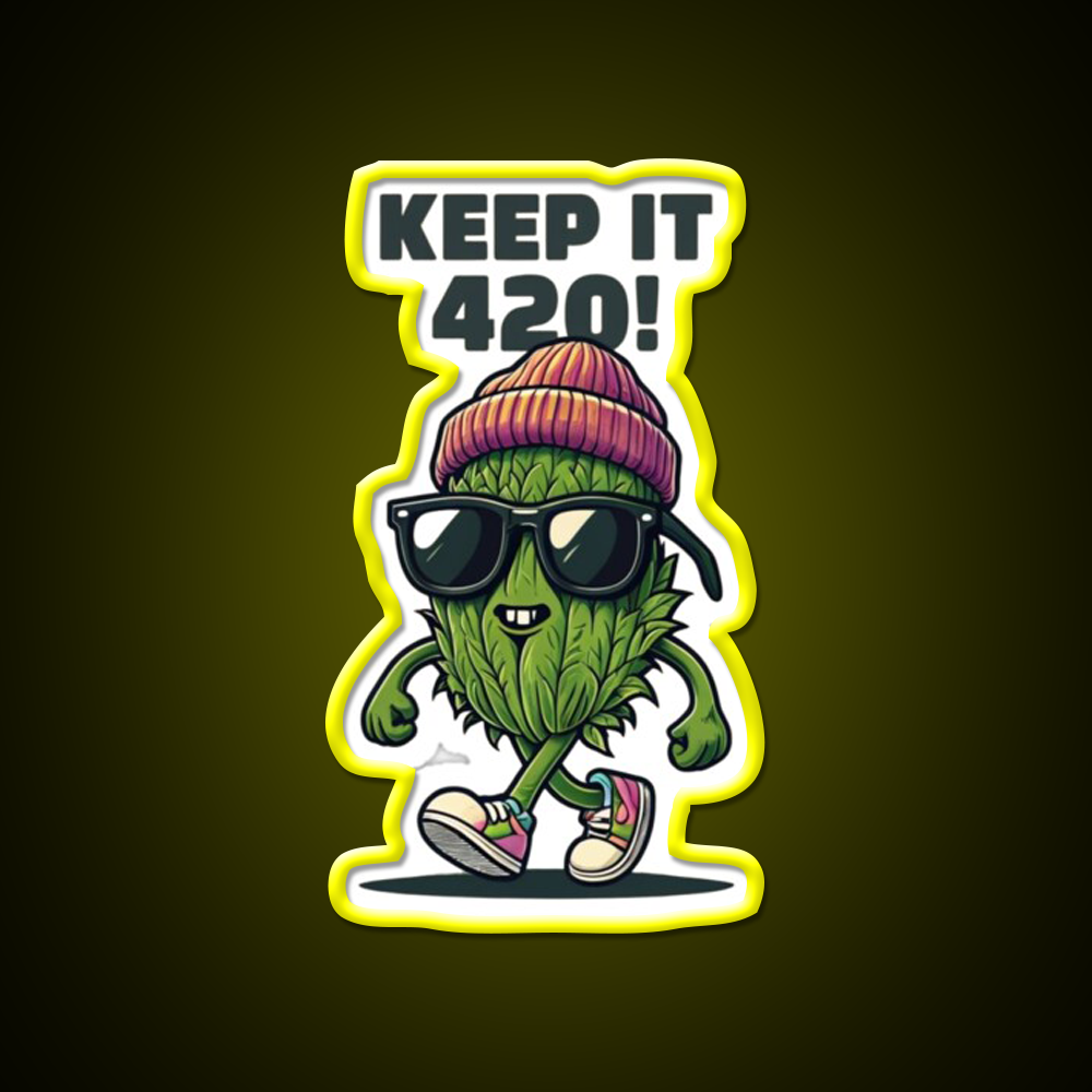 Keep It 420 Cool Walking Nug Hemp Inspired Green Leaf Led Neon Sign Rgb Color - LED neon sign view 7