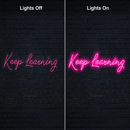 Keep Learning Wall Decor LED Neon Sign - 06 Day Night Comparison