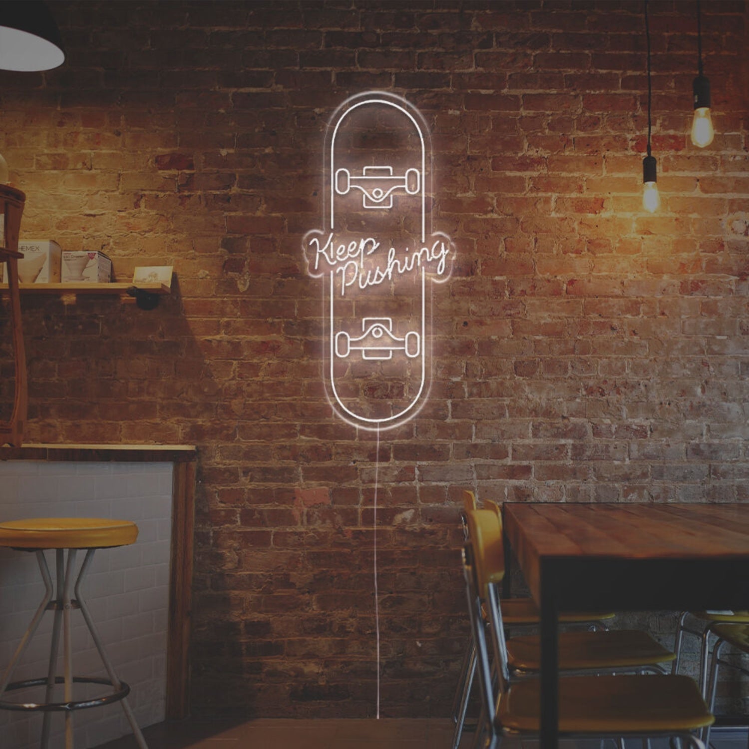 Keep Pushing With Skateboard Led Neon Sign | Shineneon