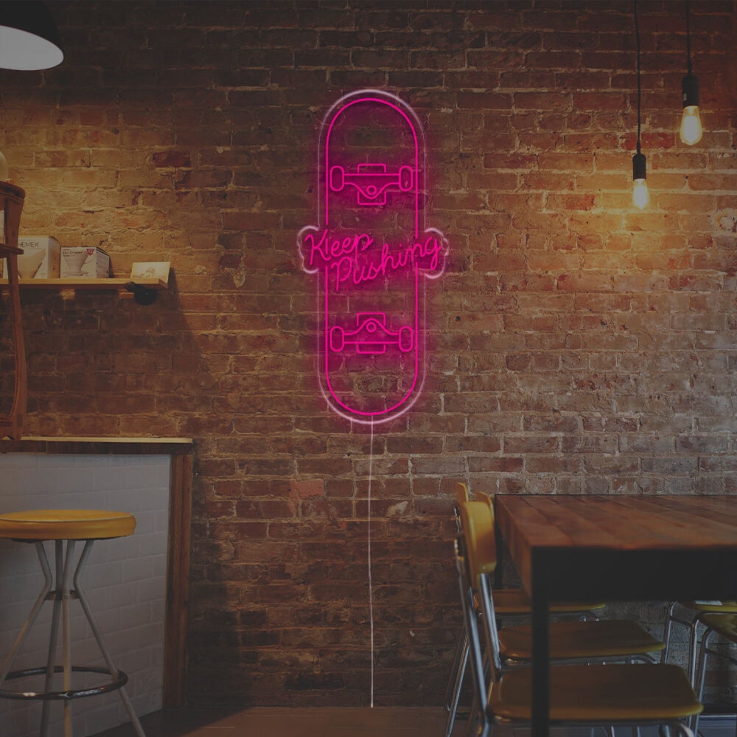 Keep Pushing With Skateboard Led Neon Sign | Shineneon