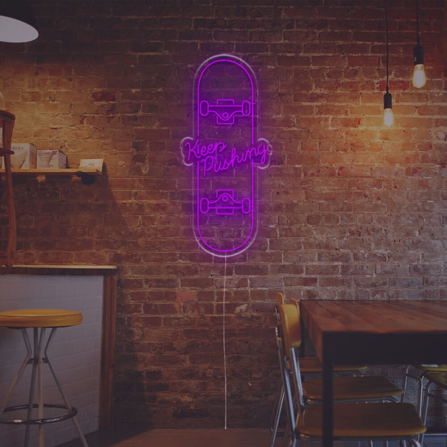 Keep Pushing With Skateboard Led Neon Sign | Shineneon