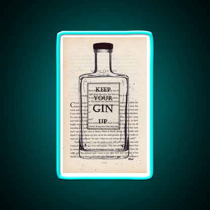 Keep Your Gin Up Vintage Book Page Man Cave Bar Led Neon Sign Rgb Color