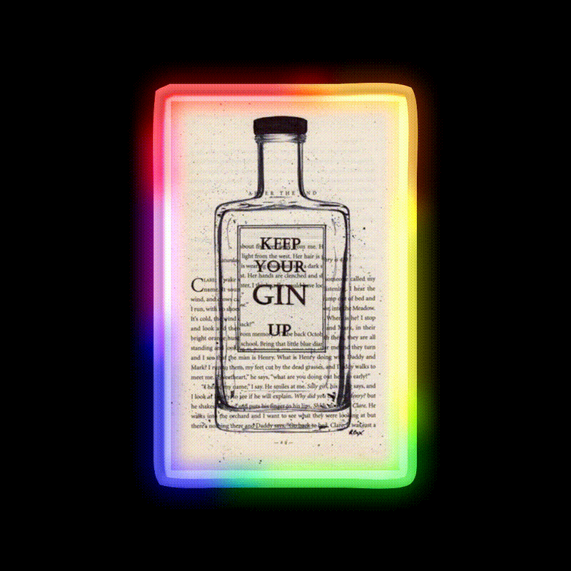 Keep Your Gin Up Vintage Book Page Man Cave Bar Led Neon Sign Rgb Color
