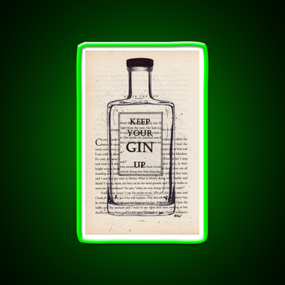 Keep Your Gin Up Vintage Book Page Man Cave Bar Led Neon Sign Rgb Color
