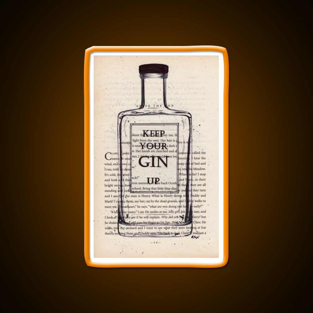 Keep Your Gin Up Vintage Book Page Man Cave Bar Led Neon Sign Rgb Color