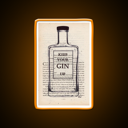 Keep Your Gin Up Vintage Book Page Man Cave Bar Led Neon Sign Rgb Color