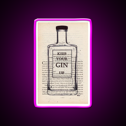 Keep Your Gin Up Vintage Book Page Man Cave Bar Led Neon Sign Rgb Color