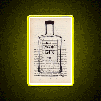 Keep Your Gin Up Vintage Book Page Man Cave Bar Led Neon Sign Rgb Color