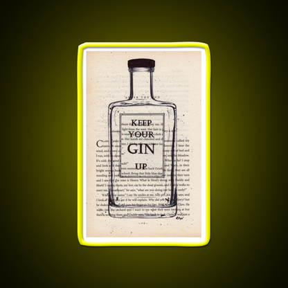 Keep Your Gin Up Vintage Book Page Man Cave Bar Led Neon Sign Rgb Color