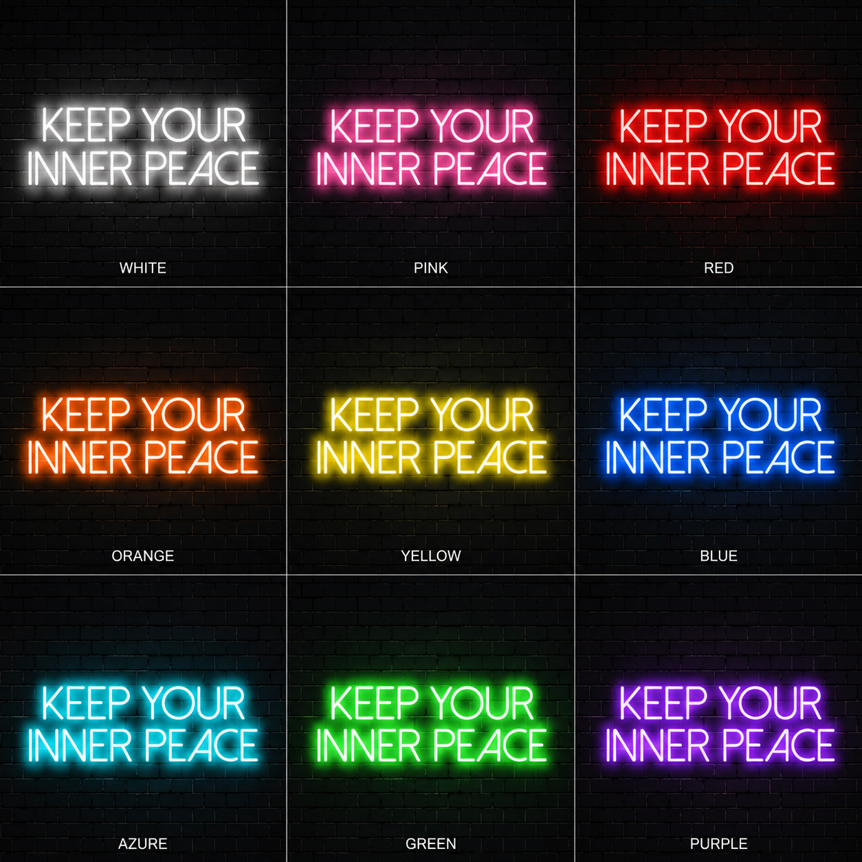 Keep Your Inner Peace Wall Decor LED Neon Sign - 05 Color Grid