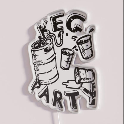 Keg Party Rgb Led Neon Sign - Neon sign mounted on wall in room