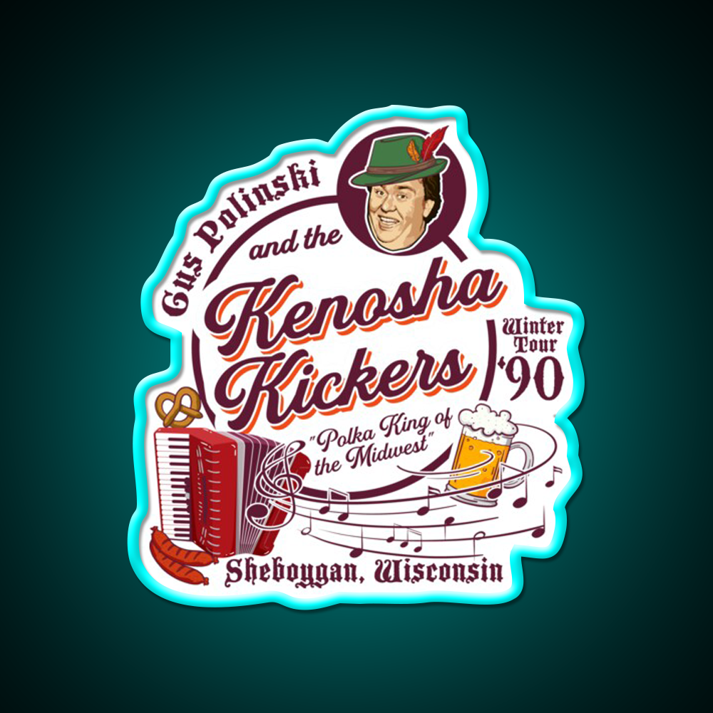 Kenosha Kickers The Polka King Beer Bar Decor Led Neon Sign Rgb Color - Size and dimension reference