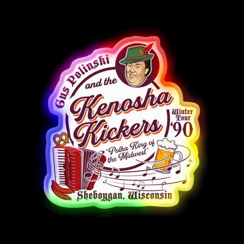 Kenosha Kickers The Polka King Beer Bar Decor Led Neon Sign Rgb Color - LED neon sign close-up detail