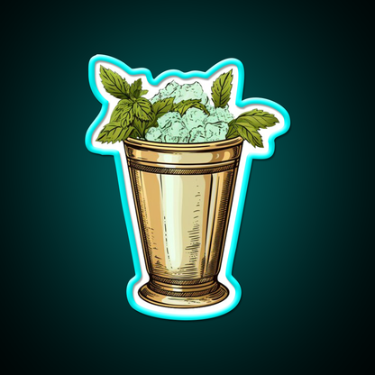Kentucky Derby Mint Julep Cocktail Bar Decor Led Neon Sign Rgb Color - Size and dimension reference