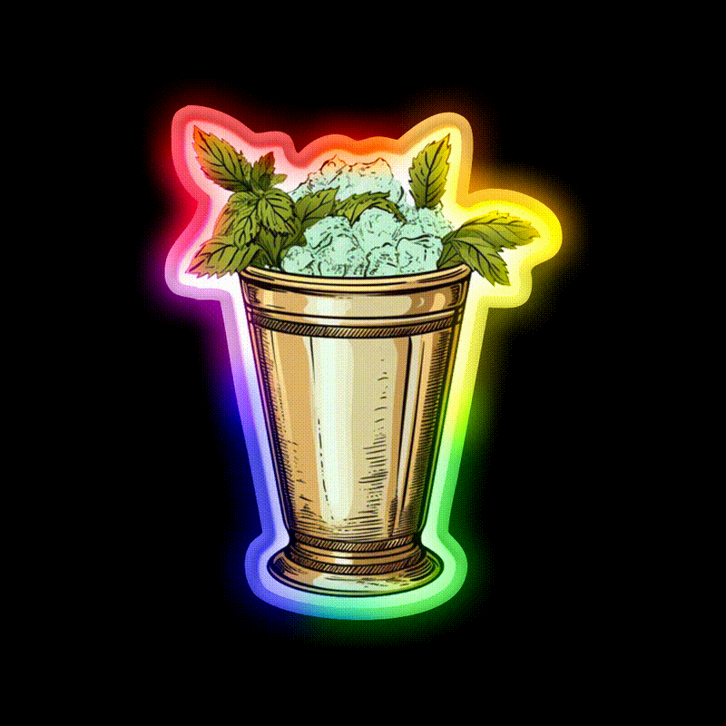 Kentucky Derby Mint Julep Cocktail Bar Decor Led Neon Sign Rgb Color - LED neon sign close-up detail