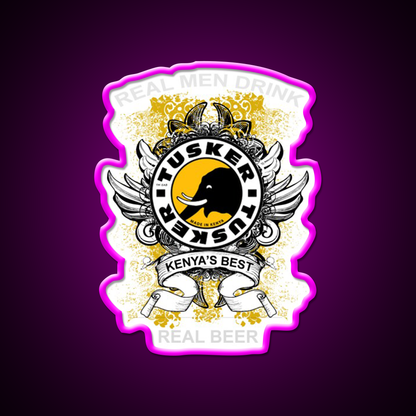 Kenyas Tusker Beer Bar Decor Led Neon Sign Rgb Color - Neon sign mounted on wall in room