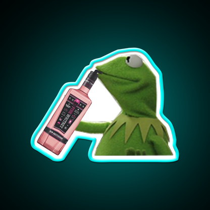 Kermit Sipping Pink Whitney Beer Bar Decor Led Neon Sign Rgb Color - Size and dimension reference