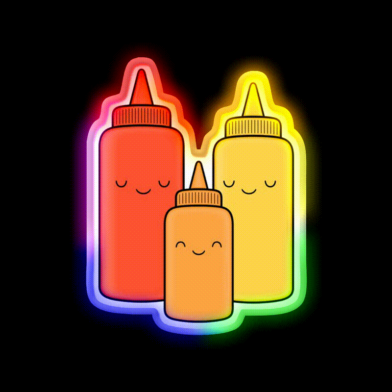 Ketchup Mustard Baby Fast Food Led Neon Sign For Burger Place Rgb Color - LED neon sign close-up detail
