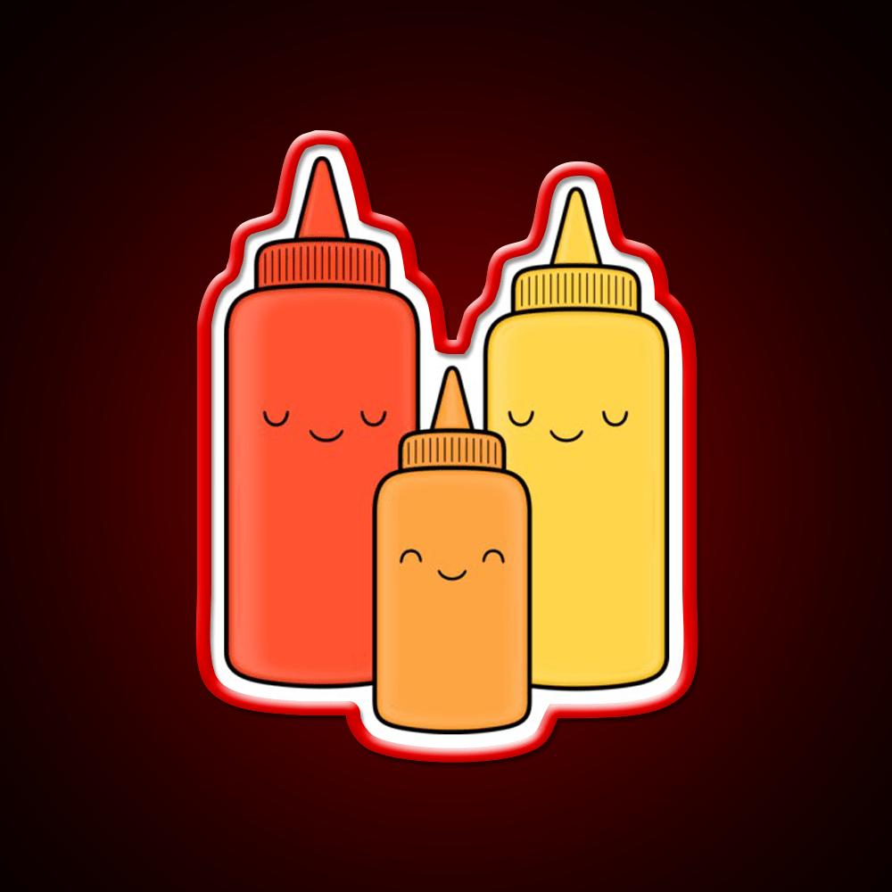 Ketchup Mustard Baby Fast Food Led Neon Sign For Burger Place Rgb Color - Shineneon