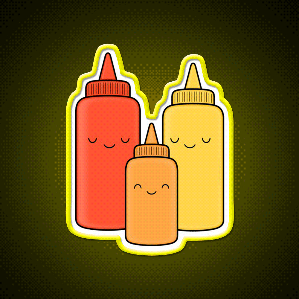Ketchup Mustard Baby Fast Food Led Neon Sign For Burger Place Rgb Color - Custom LED neon sign front view