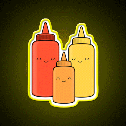 Ketchup Mustard Baby Fast Food Led Neon Sign For Burger Place Rgb Color - Custom LED neon sign front view