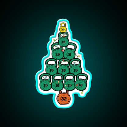 Kettlebell Christmas Tree Gym Fitness Led Neon Sign Rgb Color