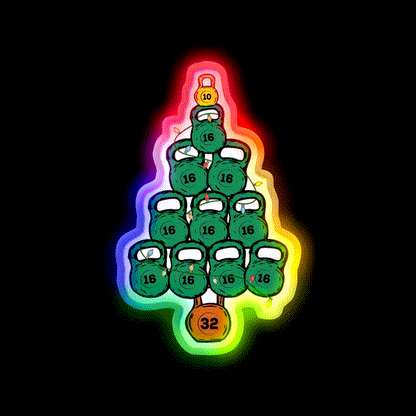 Kettlebell Christmas Tree Gym Fitness Led Neon Sign Rgb Color