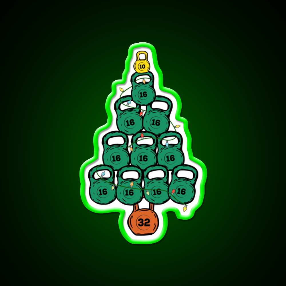 Kettlebell Christmas Tree Gym Fitness Led Neon Sign Rgb Color