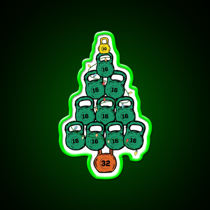 Kettlebell Christmas Tree Gym Fitness Led Neon Sign Rgb Color