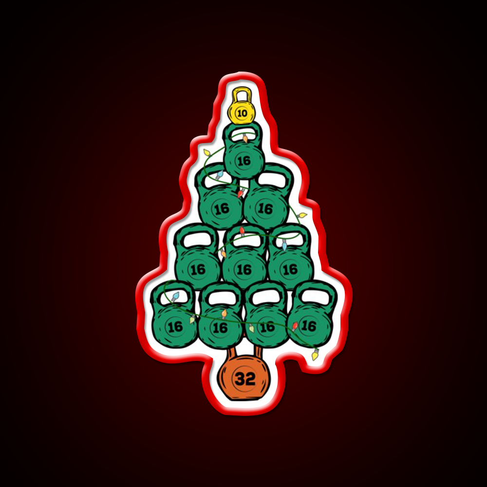 Kettlebell Christmas Tree Gym Fitness Led Neon Sign Rgb Color