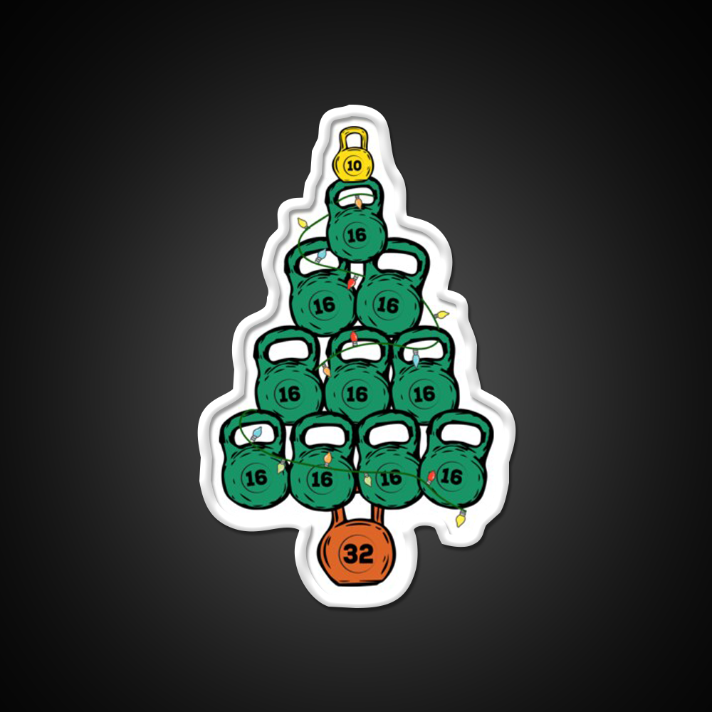 Kettlebell Christmas Tree Gym Fitness Led Neon Sign Rgb Color