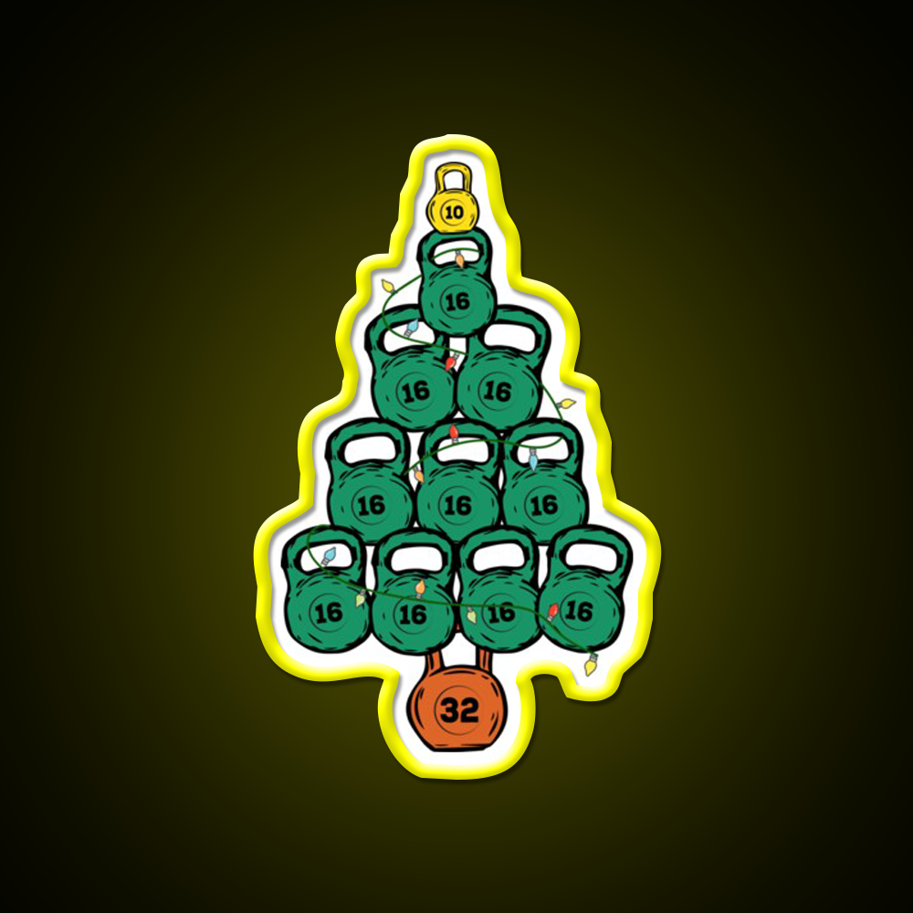 Kettlebell Christmas Tree Gym Fitness Led Neon Sign Rgb Color