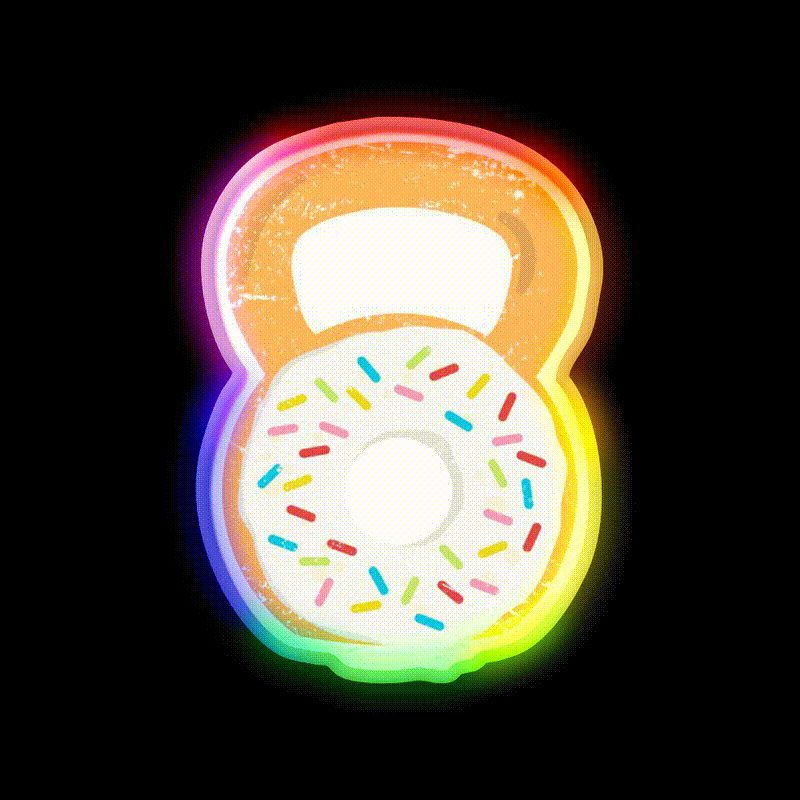 Kettlebell Donut Funny Doughnut Fitness Gym Fitness Led Neon Sign Rgb Color