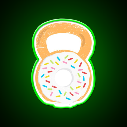 Kettlebell Donut Funny Doughnut Fitness Gym Fitness Led Neon Sign Rgb Color