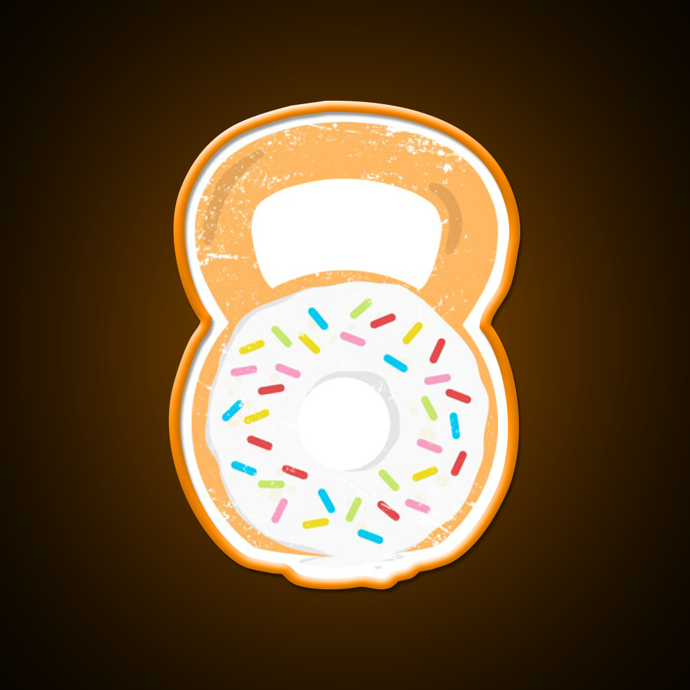 Kettlebell Donut Funny Doughnut Fitness Gym Fitness Led Neon Sign Rgb Color