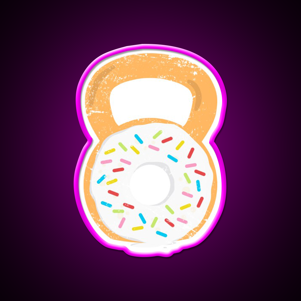 Kettlebell Donut Funny Doughnut Fitness Gym Fitness Led Neon Sign Rgb Color