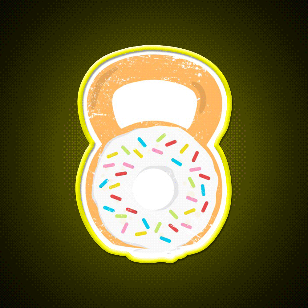 Kettlebell Donut Funny Doughnut Fitness Gym Fitness Led Neon Sign Rgb Color