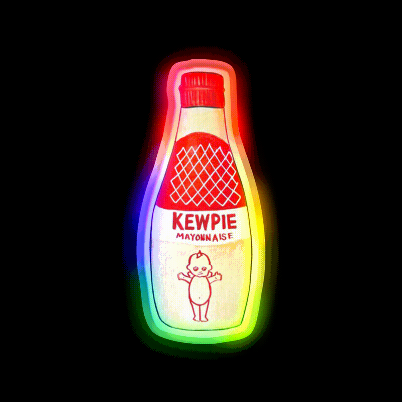Kewpie Mayonnaise Watercolor Snack Food Led Neon Sign Rgb Color - LED neon sign close-up detail