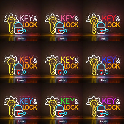 Key And Lock Gear LED Neon Sign color grid