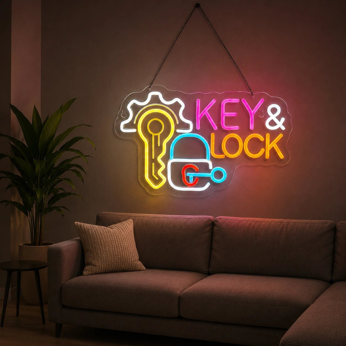 Key And Lock Gear LED Neon Sign - Shineneon